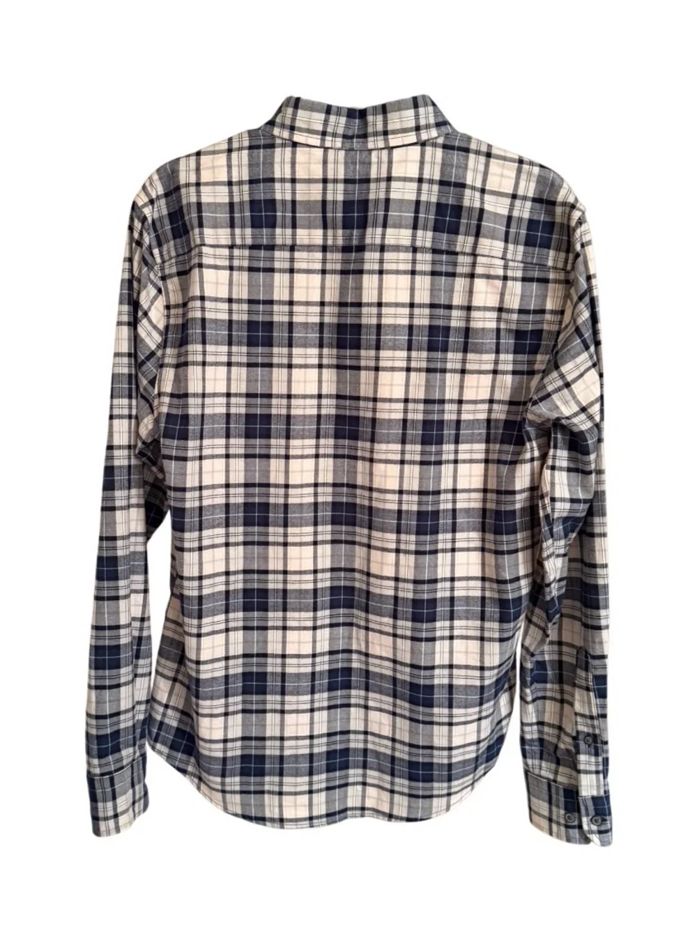 Banana Republic Luxe Flannel Shirt Mens S Blue Plaid Untucked Slim Fit NWT